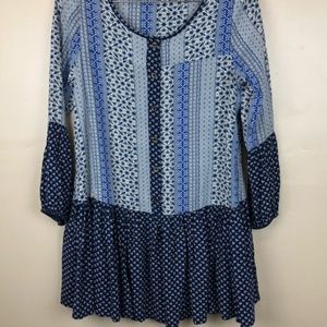 Kori America Prairie Floral Blue Mini Dress Small